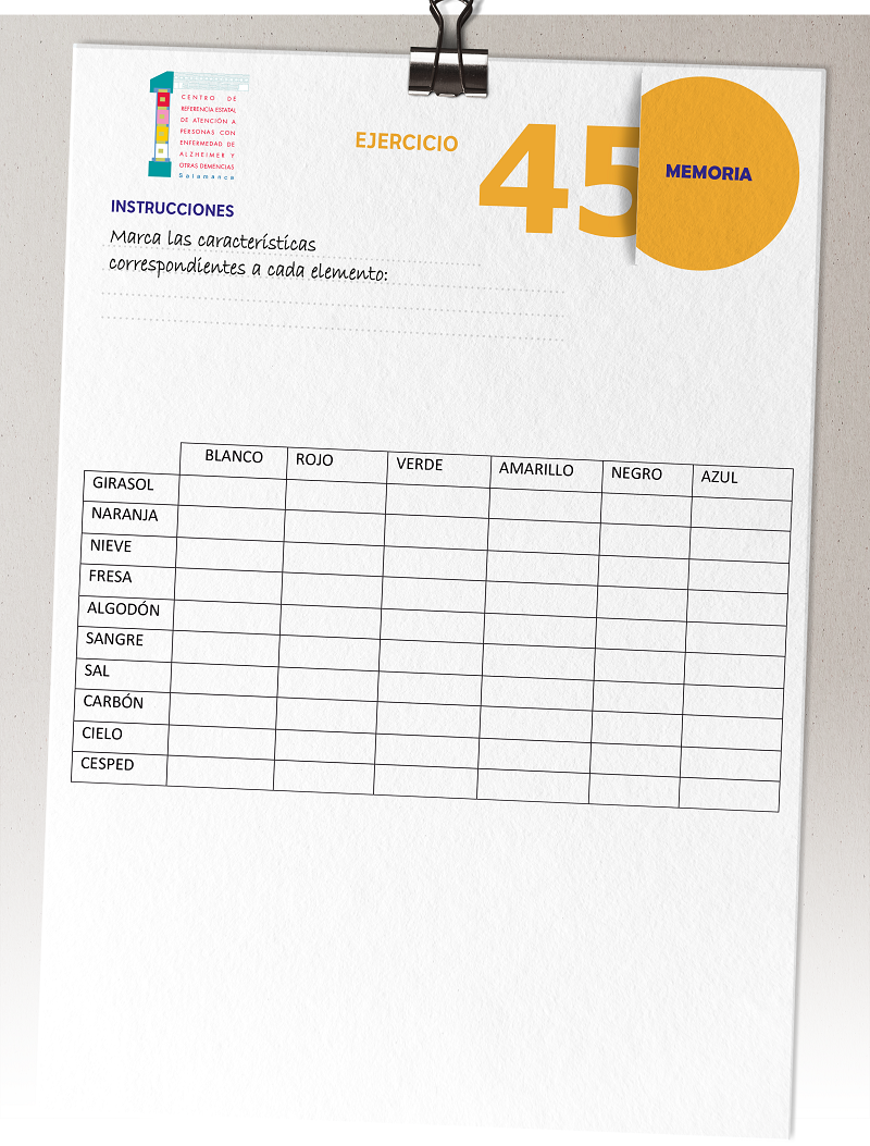 Ejercicio de memoria Ejercicio de memoria
