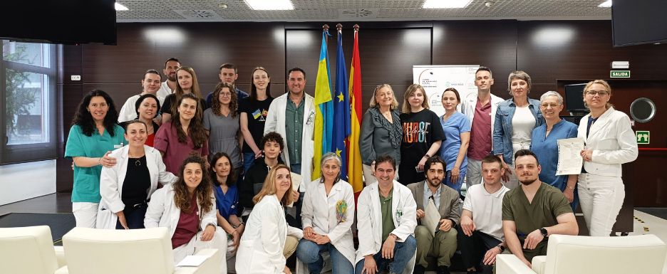 Profesionales del Ceadac, profesionales ucranianos e intérpretes posando el último día de la estancia formativa.